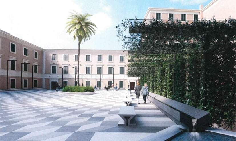 Rendering Biblioteca Palazzo San Felice a Roma 